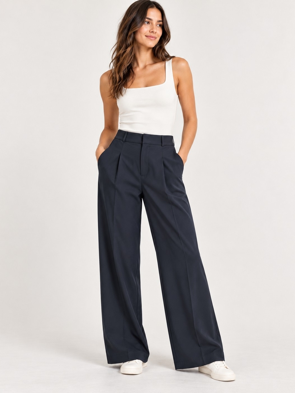 Athleta Black Wide-Leg Trousers